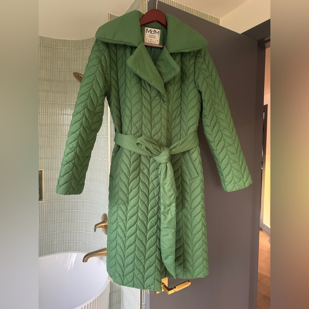 Green Quilted Coat Designed in Spain Size S